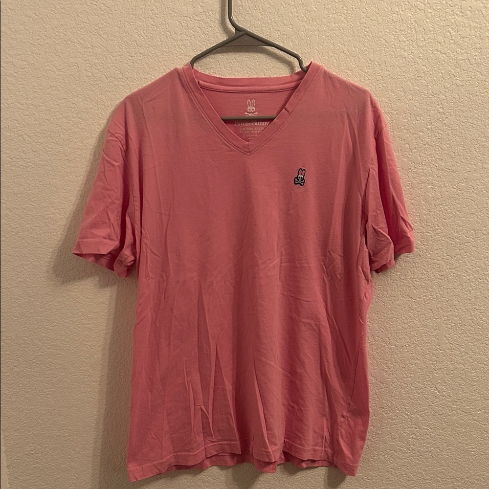 Psycho Bunny Pink Short Sleeve V-Neck Tee